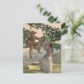 Op het hek | Winslow Homer Briefkaart (Staand voorkant)