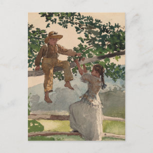 Op het hek   Winslow Homer Briefkaart