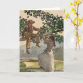 Op het hek | Winslow Homer Kaart (Gele Bloem)