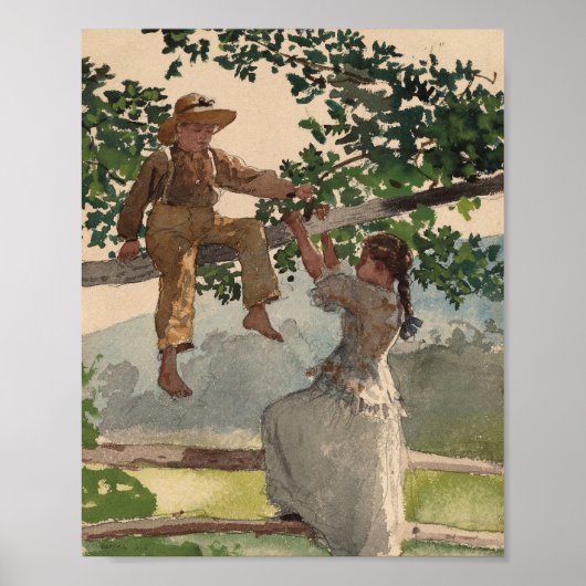 Op het hek | Winslow Homer Poster (Voorkant)