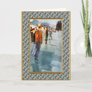 Op het ijs feestdagen kaart