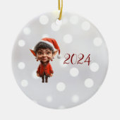 Op het! Kerst Elf Keramisch Ornament (Voorkant)