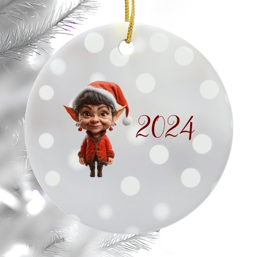 Op het! Kerst Elf Keramisch Ornament