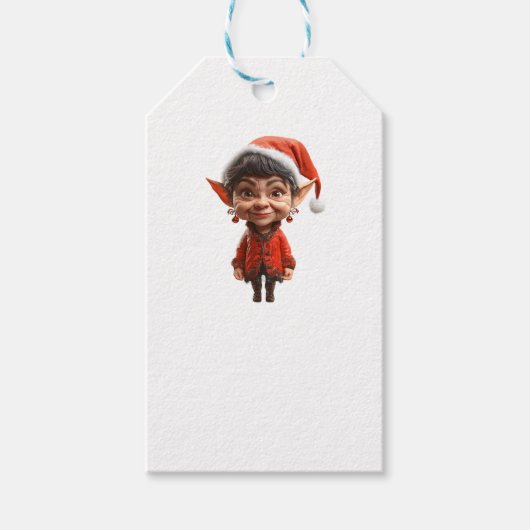 Op het! Kerst Elf Witte Gift Labels Cadeaulabel (Voorkant)