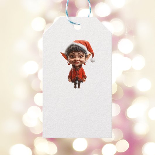 Op het! Kerst Elf Witte Gift Labels Cadeaulabel