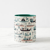 Op het Noorden geïnspireerde scheepsthema keramisc Tweekleurige Koffiemok (Center)