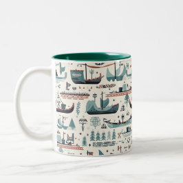 Op het Noorden geïnspireerde scheepsthema keramisc Tweekleurige Koffiemok