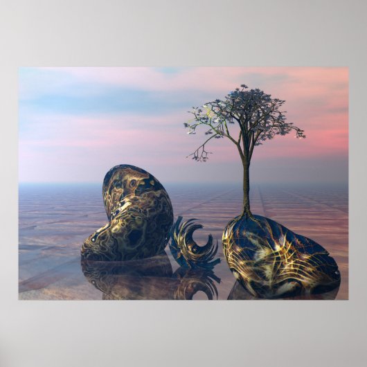 Op het oneindige 3D fractale vlak Poster (Voorkant)