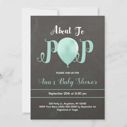 Op het punt om Pop Ballon Baby shower Invitation | Kaart (Voorkant)