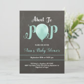 Op het punt om Pop Ballon Baby shower Invitation | Kaart (Staand voorkant)