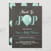Op het punt om Pop Ballon Baby shower Invitation | Kaart (Voorkant / Achterkant)