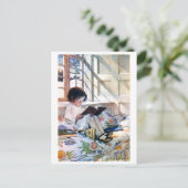 Op het raam in de winter, Jessie Willcox Smith Briefkaart (Staand voorkant)