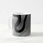 Op het raster: abstract grijs, zwart en wit koffiemok (Voorkant links)