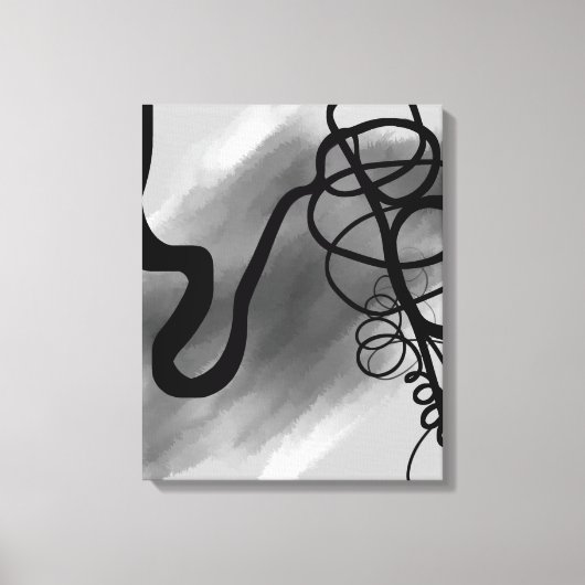 Op het Raster: Abstract Grijs, Zwart & Wit Canvas Afdruk (Voorkant)