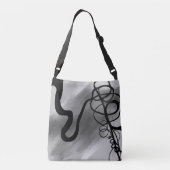 Op het Raster: Abstract Grijs, Zwart & Wit Crossbody Tas (Achterkant)