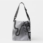Op het Raster: Abstract Grijs, Zwart & Wit Crossbody Tas (Voorkant)