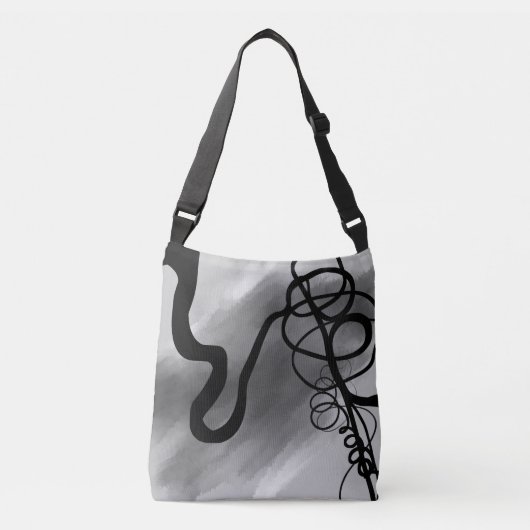 Op het Raster: Abstract Grijs, Zwart & Wit Crossbody Tas (Voorkant)