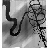 Op het Raster: Abstract Grijs, Zwart & Wit Douchegordijn (Voorkant)