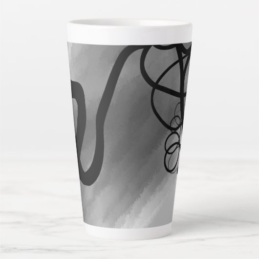 Op het Raster: Abstract Grijs, Zwart & Wit Latte Mok (Voorkant)