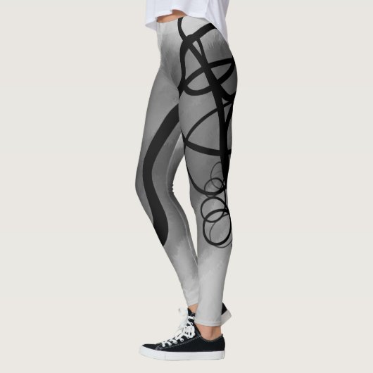 Op het Raster: Abstract Grijs, Zwart & Wit Leggings (Links)