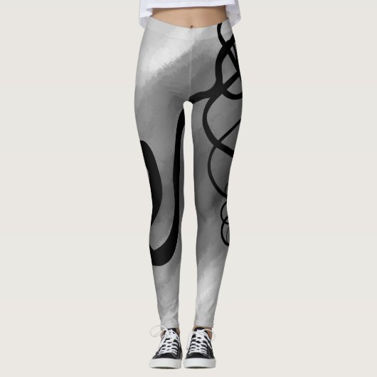 Op het Raster: Abstract Grijs, Zwart & Wit Leggings (Voorkant)