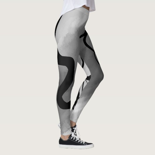 Op het Raster: Abstract Grijs, Zwart & Wit Leggings (Rechts)