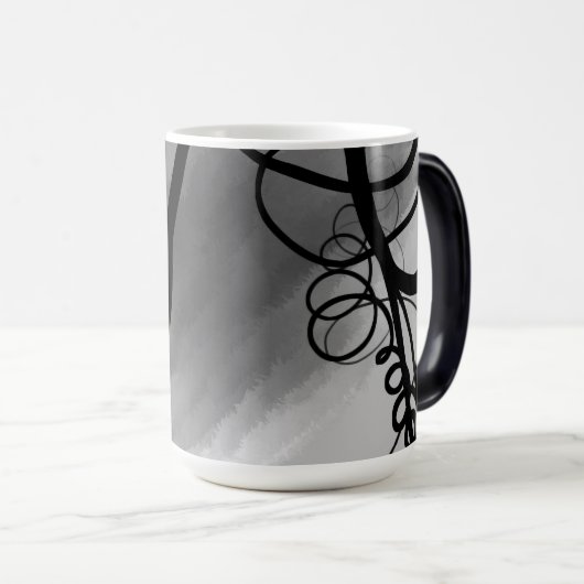 Op het Raster: Abstract Grijs, Zwart & Wit Magische Mok (Voorkant rechts)