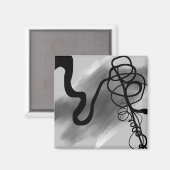 Op het Raster: Abstract Grijs, Zwart & Wit Magneet (Voorkant / Achterkant)