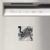 Op het Raster: Abstract Grijs, Zwart & Wit Magneet (Insitu (Vaatwasser))