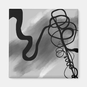 Op het Raster: Abstract Grijs, Zwart & Wit Magneet