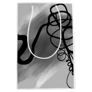 Op het Raster: Abstract Grijs, Zwart & Wit Medium Cadeauzakje