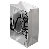 Op het Raster: Abstract Grijs, Zwart & Wit Medium Cadeauzakje (Achterkant Gekanteld)