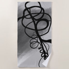 Op het Raster: Abstract Grijs, Zwart & Wit Strandlaken