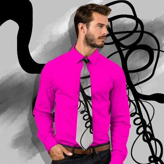 Op het Raster: Abstract Grijs, Zwart & Wit Stropdas