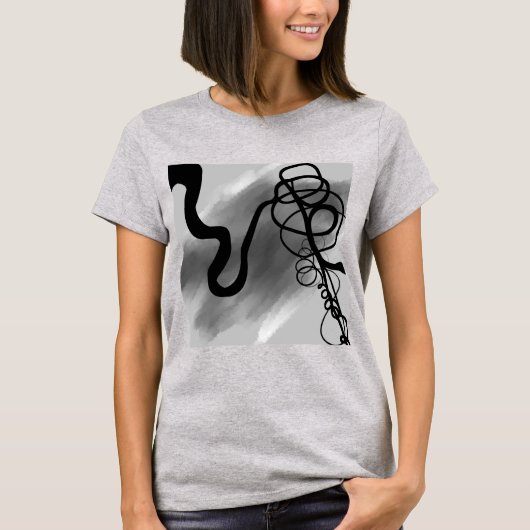 Op het Raster: Abstract Grijs, Zwart & Wit T-shirt (Voorkant)