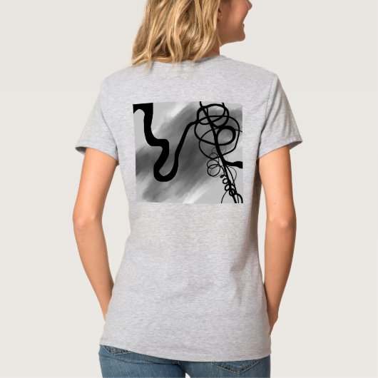 Op het Raster: Abstract Grijs, Zwart & Wit T-shirt (Achterkant)