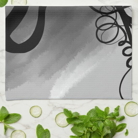Op het Raster: Abstract Grijs, Zwart & Wit Theedoek (Gevouwen)