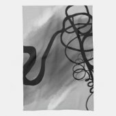 Op het Raster: Abstract Grijs, Zwart & Wit Theedoek (Verticaal)