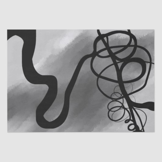 Op het Raster: Abstract Grijs, Zwart & Wit Tissuepapier (Voorkant)