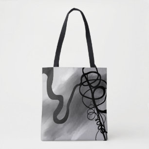Op het Raster: Abstract Grijs, Zwart & Wit Tote Bag