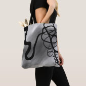 Op het Raster: Abstract Grijs, Zwart & Wit Tote Bag (Dichtbij)