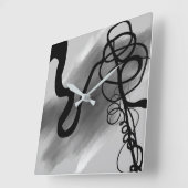 Op het Raster: Abstract Grijs, Zwart & Wit Vierkante Klok (Hoek)