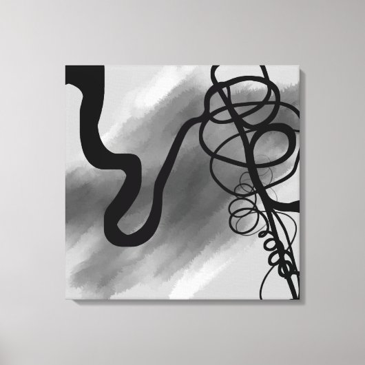 Op het raster: Abstract zwart en grijs Canvas Afdruk (Voorkant)