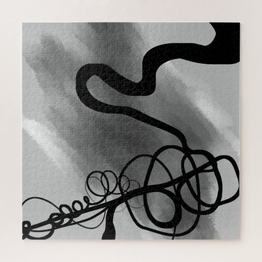 Op het raster: Abstract zwart en grijs Legpuzzel (Horizontaal)