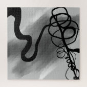 Op het raster: Abstract zwart en grijs Legpuzzel (Verticaal)