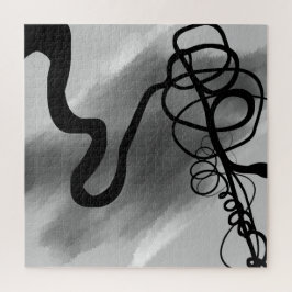 Op het raster: Abstract zwart en grijs Legpuzzel