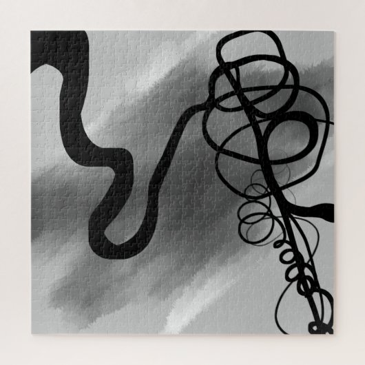 Op het raster: Abstract zwart en grijs Legpuzzel (Verticaal)