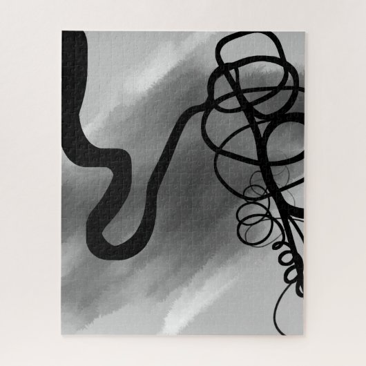 Op het raster: Abstract zwart en grijs Legpuzzel (Verticaal)