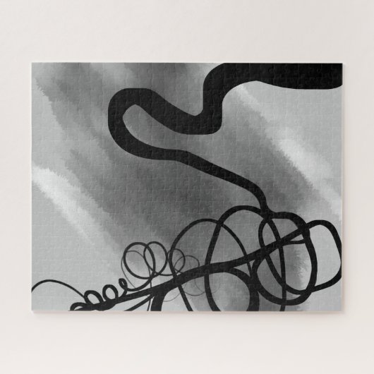 Op het raster: Abstract zwart en grijs Legpuzzel (Horizontaal)