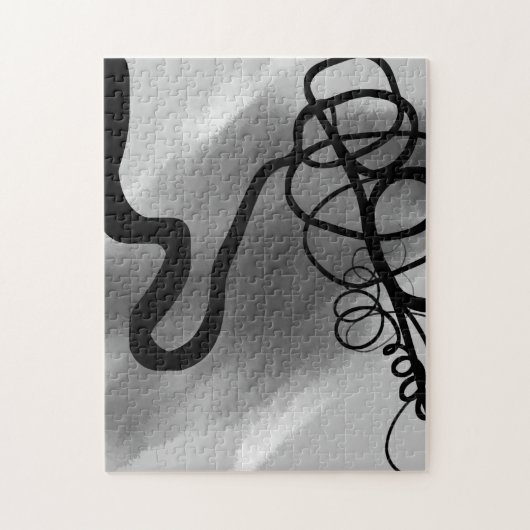 Op het raster: Abstract zwart en grijs Legpuzzel (Verticaal)